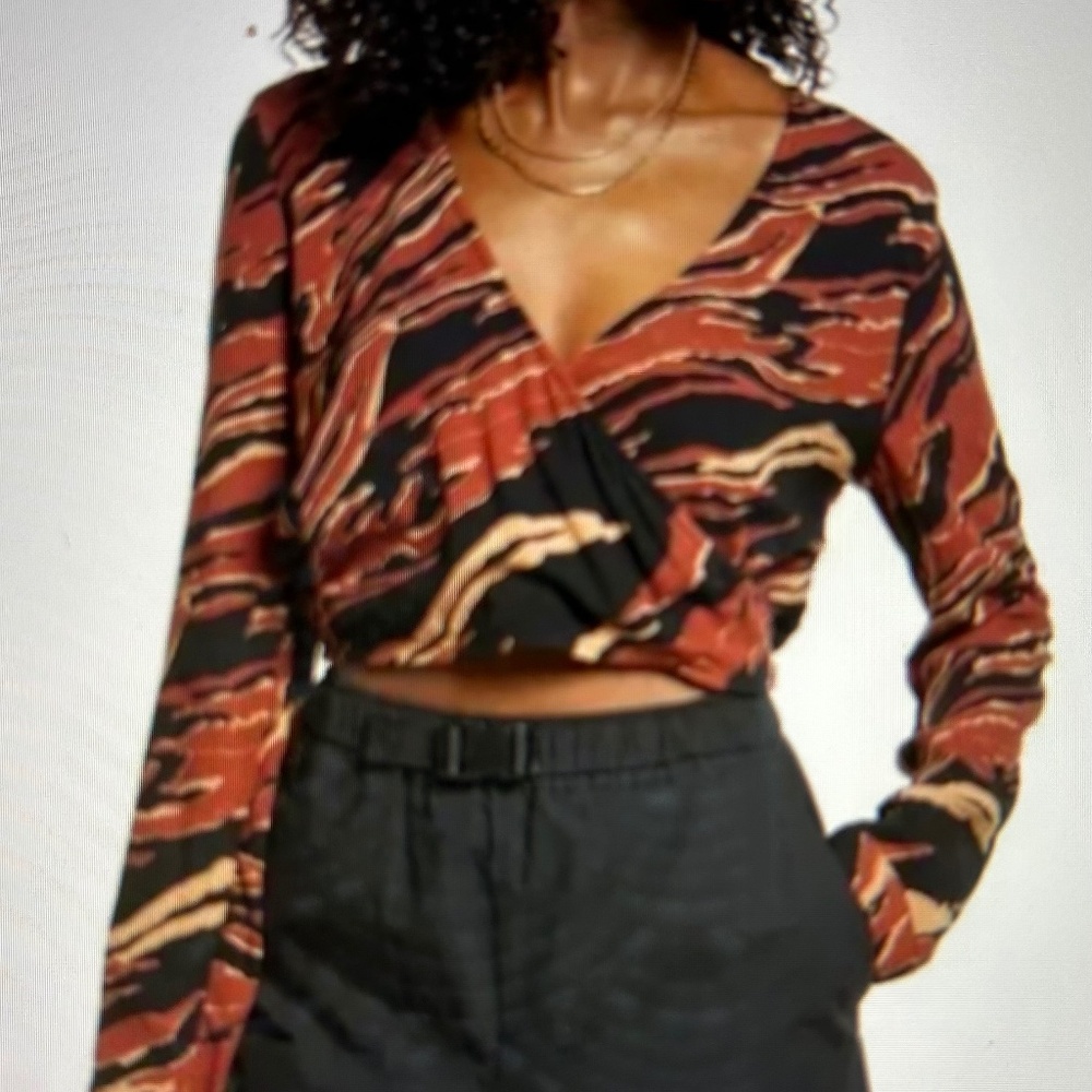 Nordstrom BP Small Brown Burnout Tiger Stripe Top